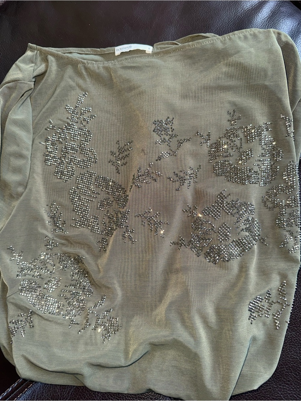 House of CB “ Angelique” Olive Crystal Top